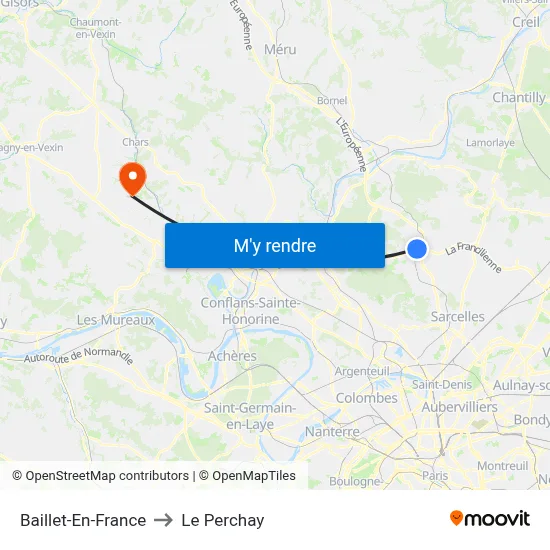 Baillet-En-France to Le Perchay map