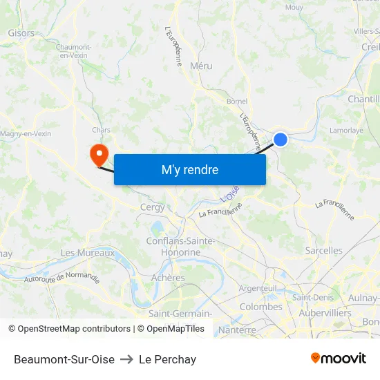 Beaumont-Sur-Oise to Le Perchay map