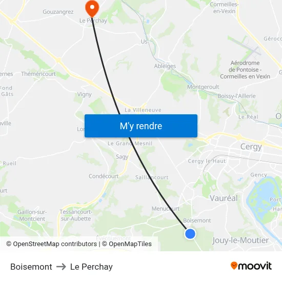 Boisemont to Le Perchay map