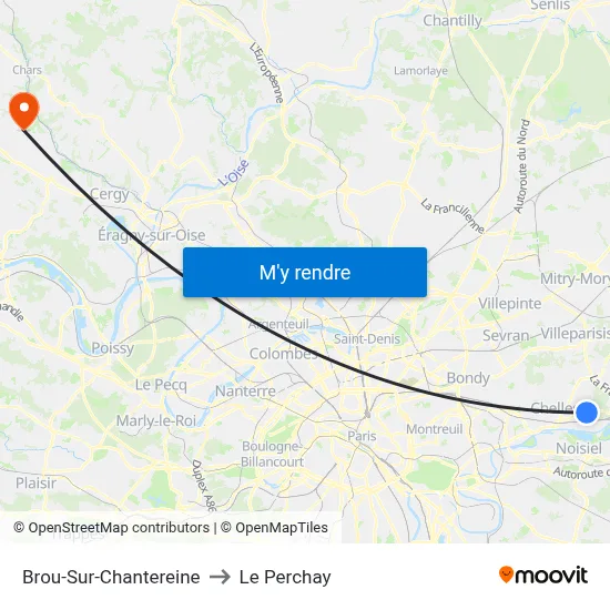 Brou-Sur-Chantereine to Le Perchay map