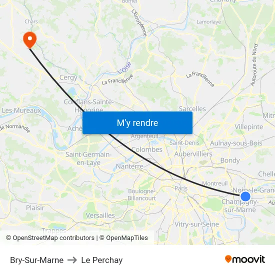 Bry-Sur-Marne to Le Perchay map
