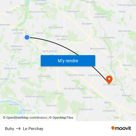 Buhy to Le Perchay map
