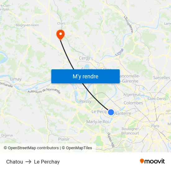 Chatou to Le Perchay map