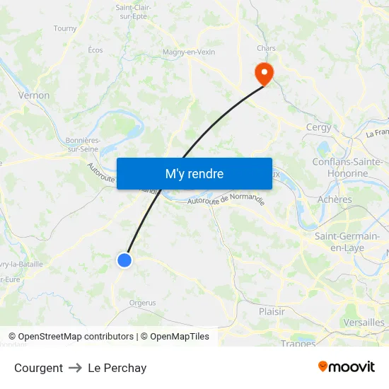 Courgent to Le Perchay map