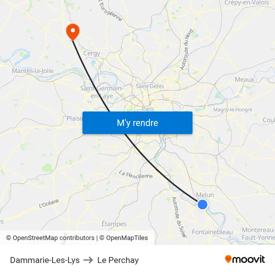 Dammarie-Les-Lys to Le Perchay map