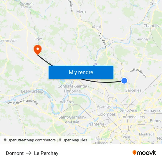 Domont to Le Perchay map