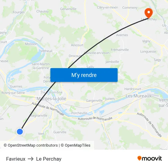 Favrieux to Le Perchay map