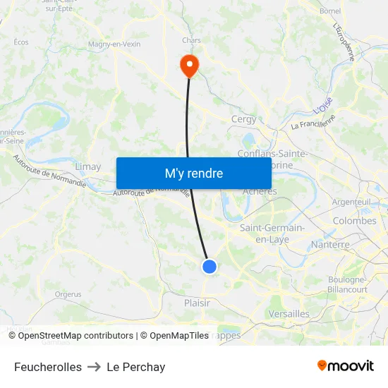 Feucherolles to Le Perchay map