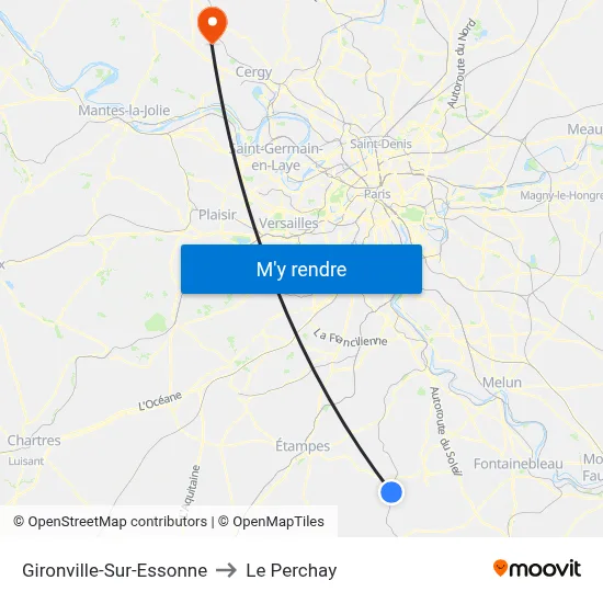 Gironville-Sur-Essonne to Le Perchay map