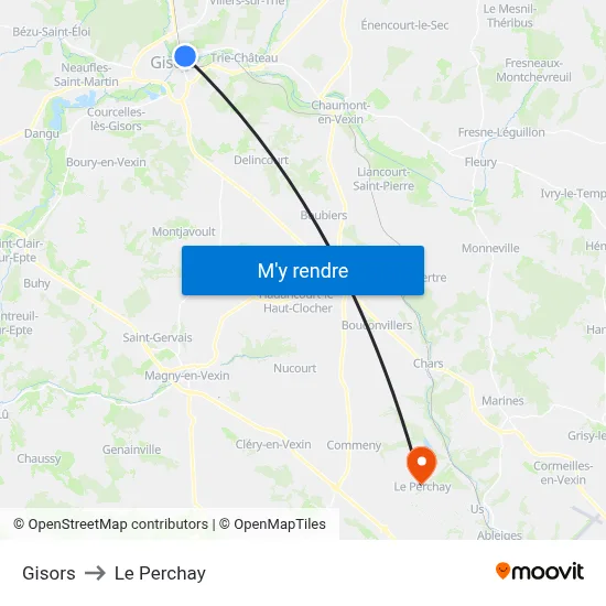 Gisors to Le Perchay map