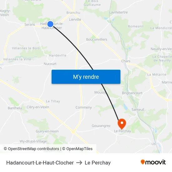 Hadancourt-Le-Haut-Clocher to Le Perchay map
