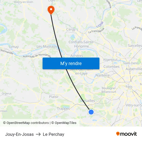 Jouy-En-Josas to Le Perchay map