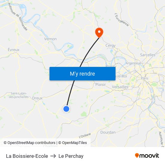 La Boissiere-Ecole to Le Perchay map