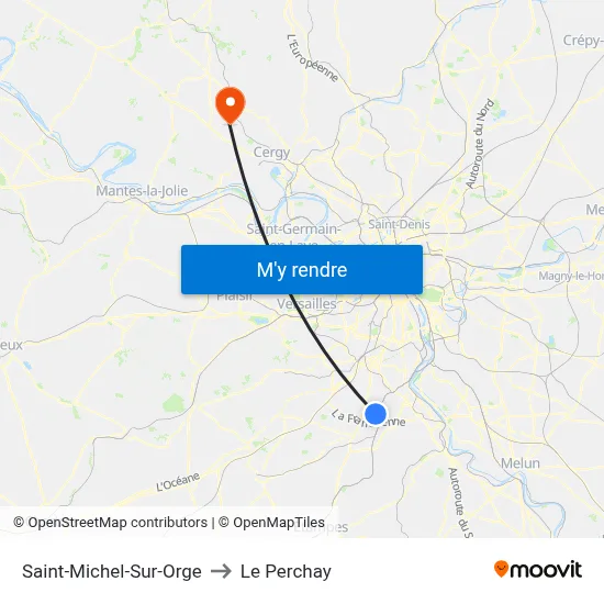 Saint-Michel-Sur-Orge to Le Perchay map