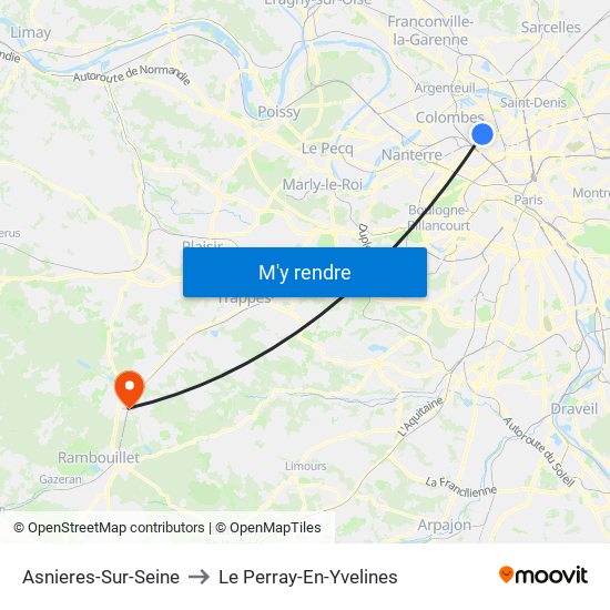 Asnieres-Sur-Seine to Le Perray-En-Yvelines map