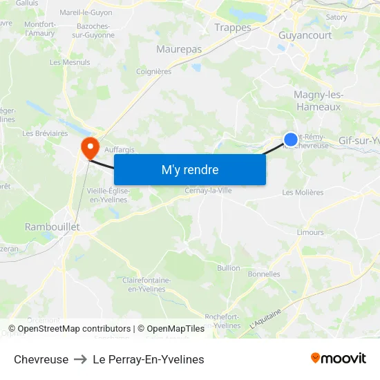 Chevreuse to Le Perray-En-Yvelines map