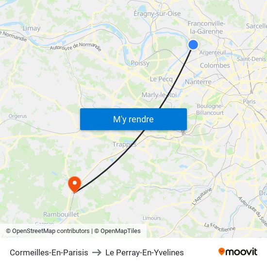 Cormeilles-En-Parisis to Le Perray-En-Yvelines map