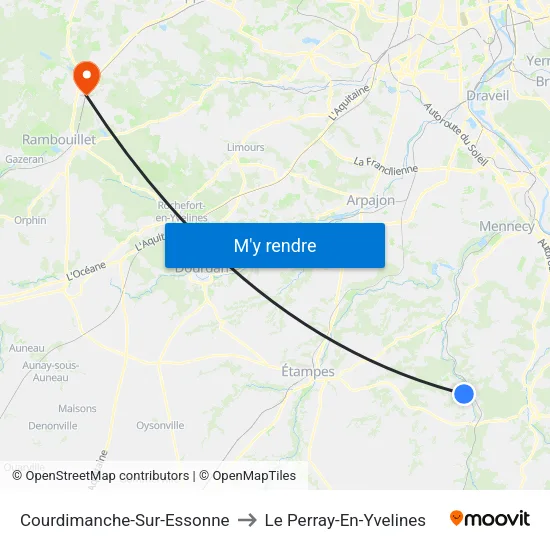 Courdimanche-Sur-Essonne to Le Perray-En-Yvelines map