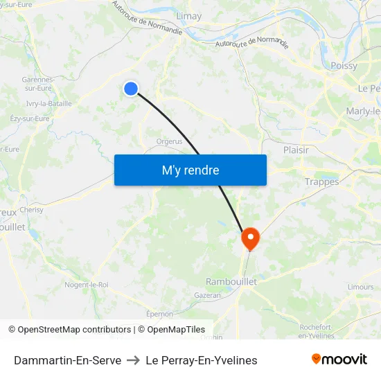 Dammartin-En-Serve to Le Perray-En-Yvelines map