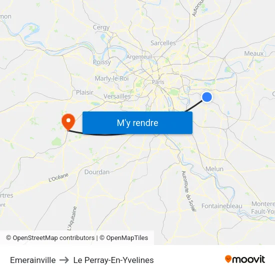 Emerainville to Le Perray-En-Yvelines map