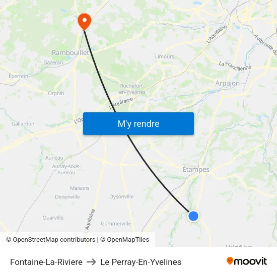 Fontaine-La-Riviere to Le Perray-En-Yvelines map