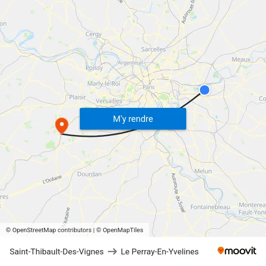 Saint-Thibault-Des-Vignes to Le Perray-En-Yvelines map