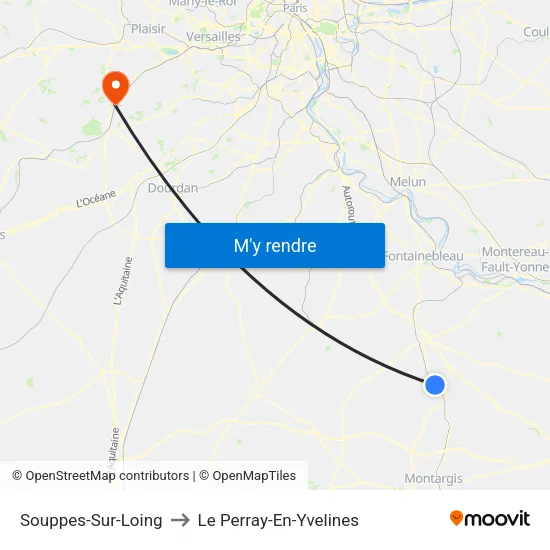 Souppes-Sur-Loing to Le Perray-En-Yvelines map