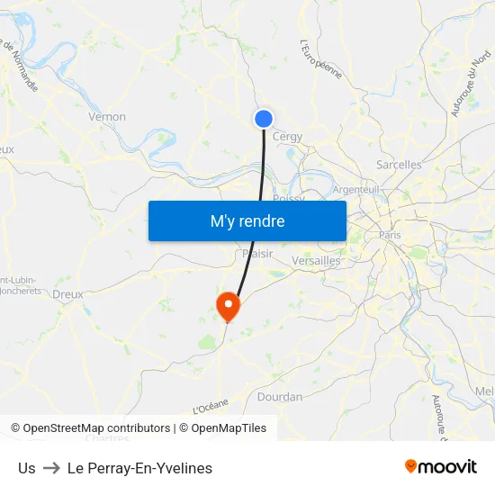 Us to Le Perray-En-Yvelines map