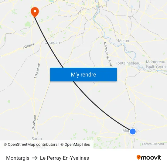 Montargis to Le Perray-En-Yvelines map
