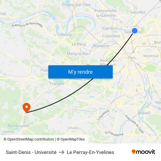 Saint-Denis - Université to Le Perray-En-Yvelines map