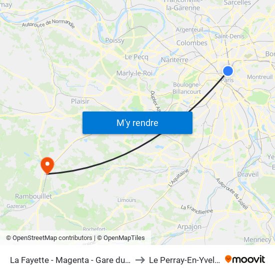 La Fayette - Magenta - Gare du Nord to Le Perray-En-Yvelines map