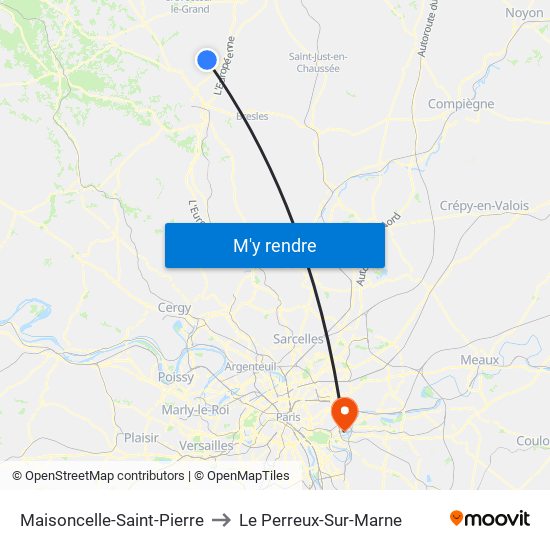 Maisoncelle-Saint-Pierre to Le Perreux-Sur-Marne map