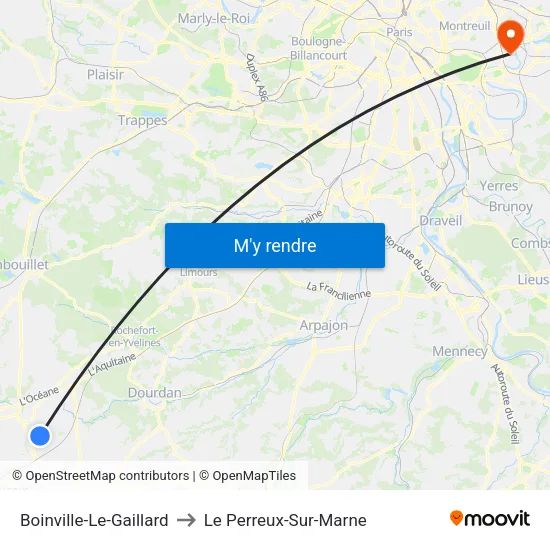 Boinville-Le-Gaillard to Le Perreux-Sur-Marne map