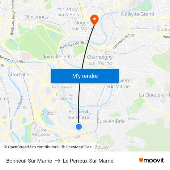 Bonneuil-Sur-Marne to Le Perreux-Sur-Marne map