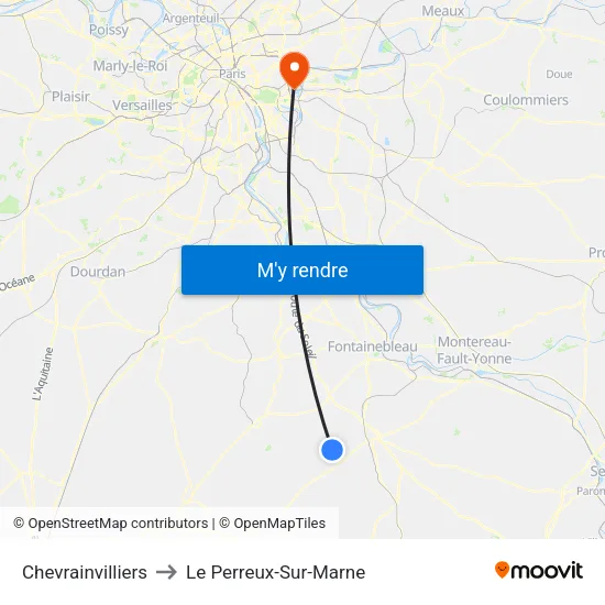 Chevrainvilliers to Le Perreux-Sur-Marne map