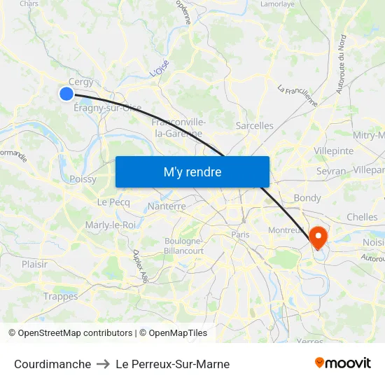 Courdimanche to Le Perreux-Sur-Marne map
