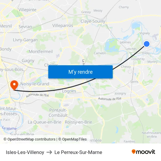 Isles-Les-Villenoy to Le Perreux-Sur-Marne map