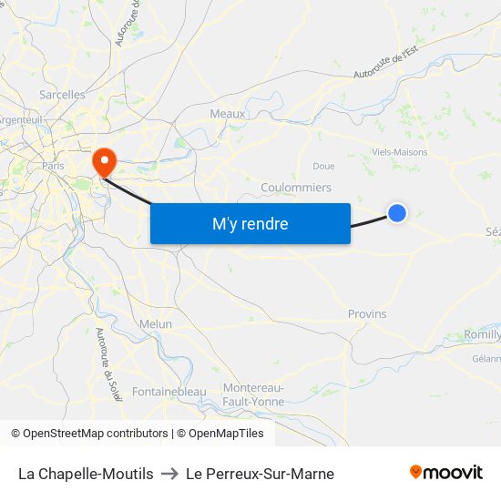 La Chapelle-Moutils to Le Perreux-Sur-Marne map