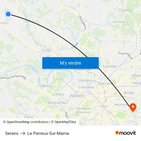 Serans to Le Perreux-Sur-Marne map
