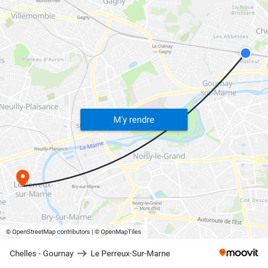 Chelles - Gournay to Le Perreux-Sur-Marne map