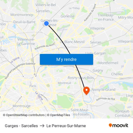 Garges - Sarcelles to Le Perreux-Sur-Marne map