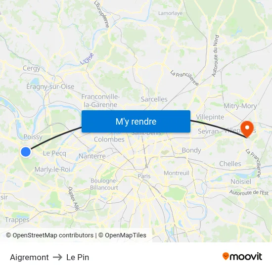 Aigremont to Le Pin map