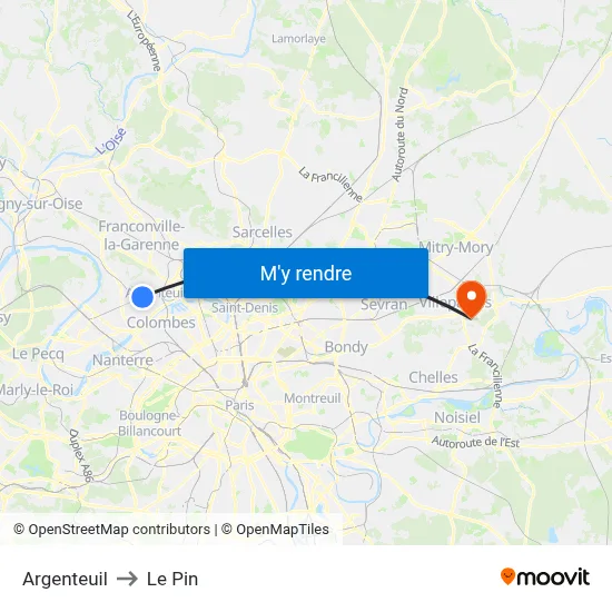 Argenteuil to Le Pin map