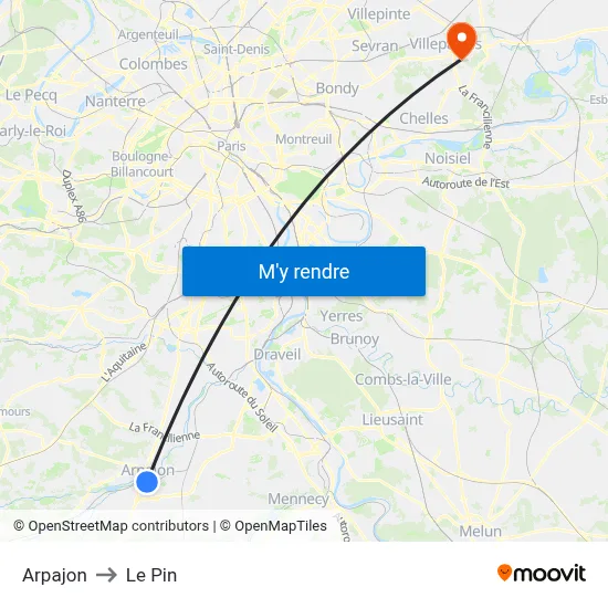 Arpajon to Le Pin map