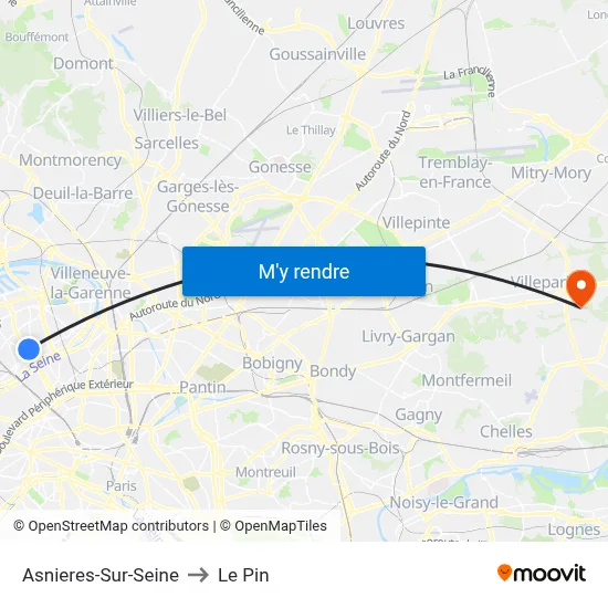 Asnieres-Sur-Seine to Le Pin map