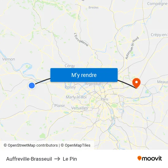 Auffreville-Brasseuil to Le Pin map