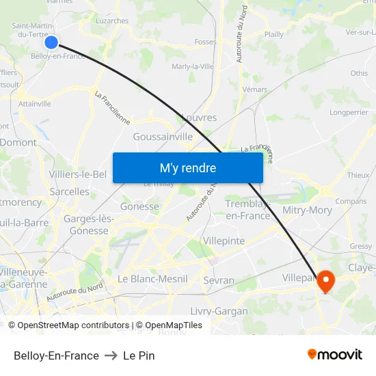 Belloy-En-France to Le Pin map