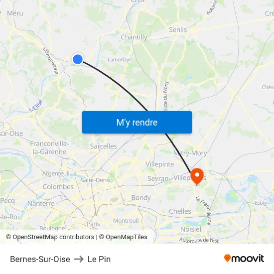 Bernes-Sur-Oise to Le Pin map