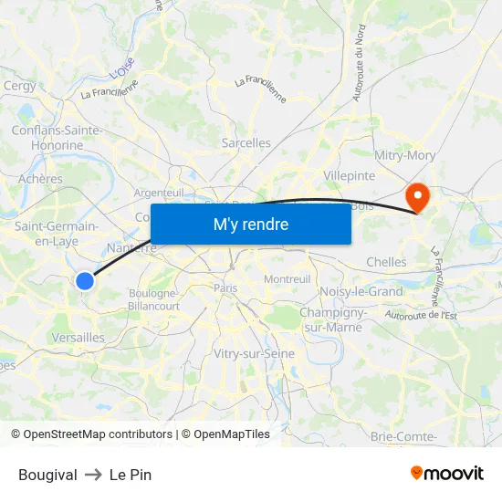 Bougival to Le Pin map