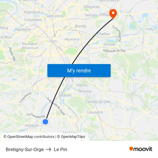 Bretigny-Sur-Orge to Le Pin map